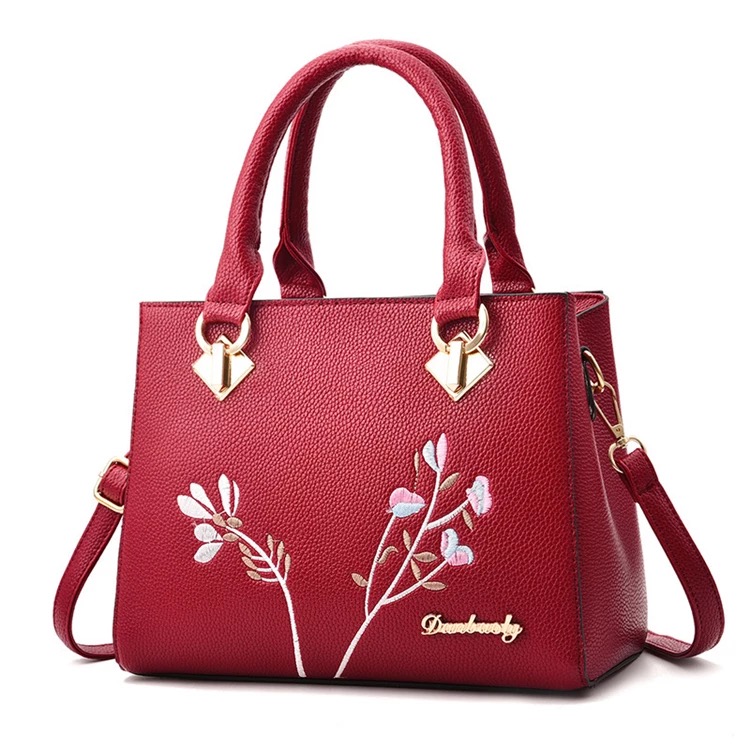 Red leather luxury ladies handbag