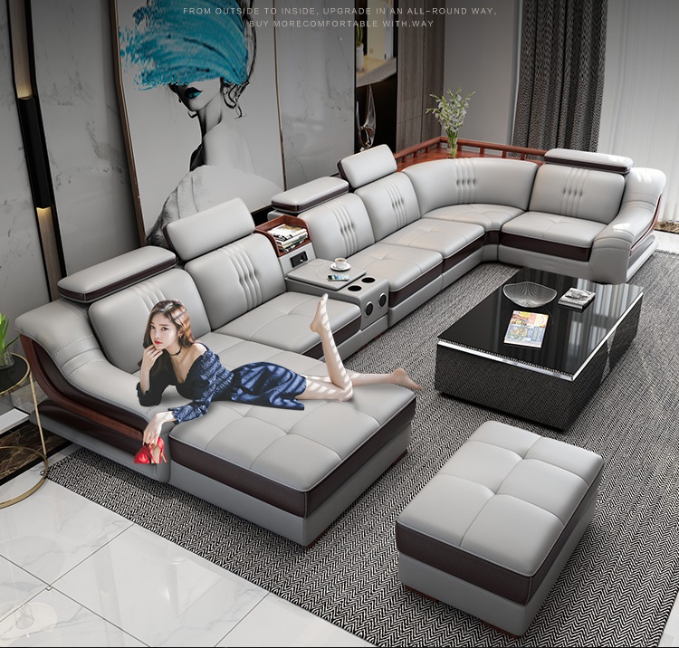 Genuine leather luxury design  living room furniture/living room couch sets (imported)