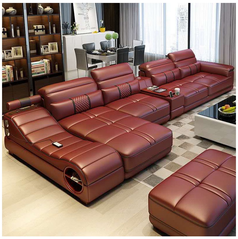 Genuine Leather Sofa Set For Home Furniture Luxury 7 Seater Sofa Couch L Shaped (imported)