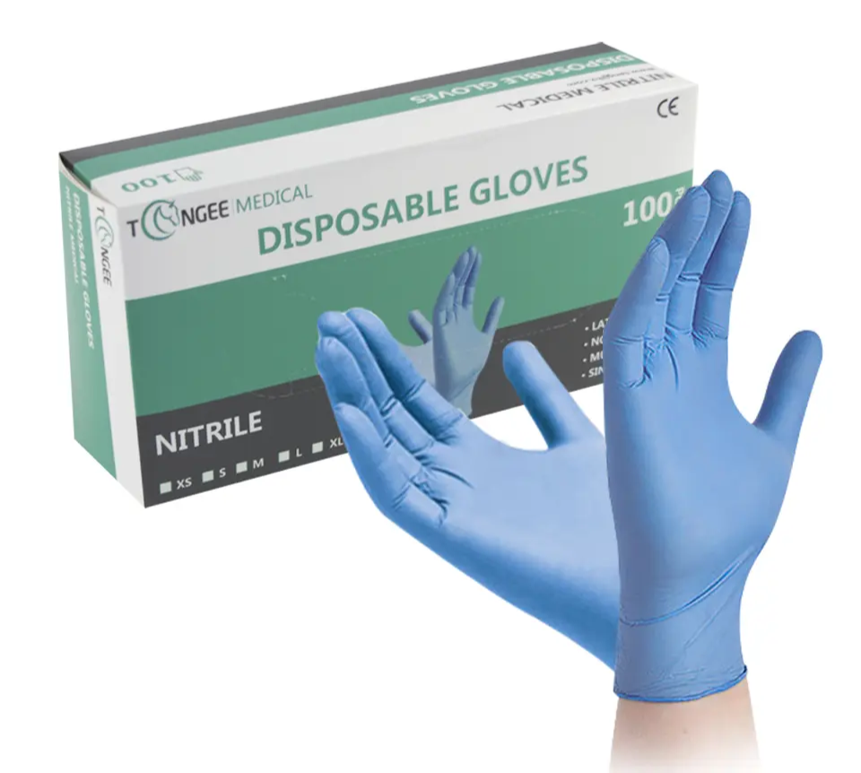 Disposable blue nitrile gloves (MOQ 10x boxes of 100s)
