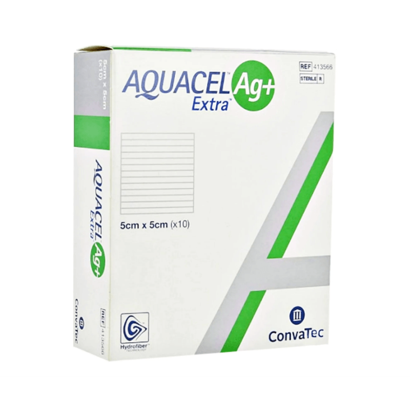Aquacel Ag+ Extra Hydrofiber Verband Silver Hydrofiber Dressings  5cmx5cm 10x per box. ( ex vat)