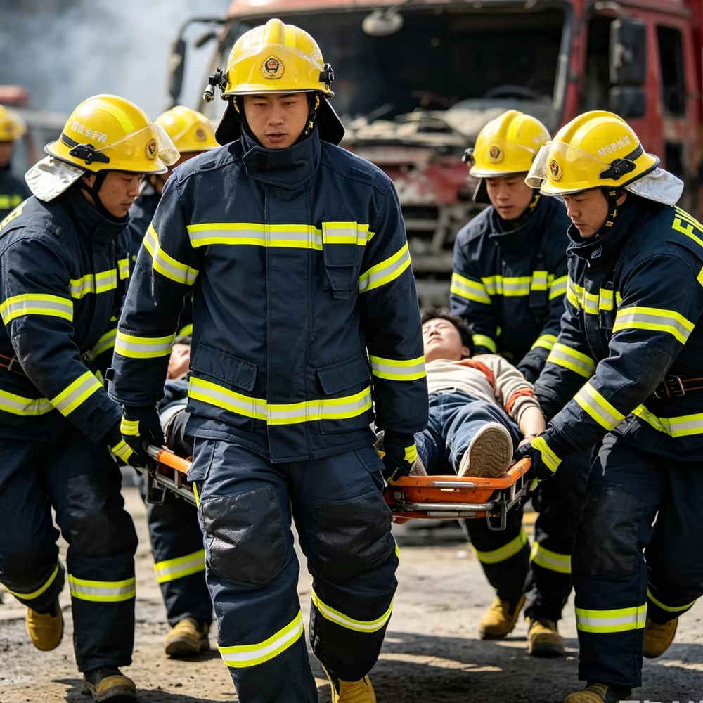 Imported NFPA Compliant Europe Standard CE EN469 4-Layer Navy Blue Aramid Nomex IIIA Firefighter Turnout Suit (ex vat)