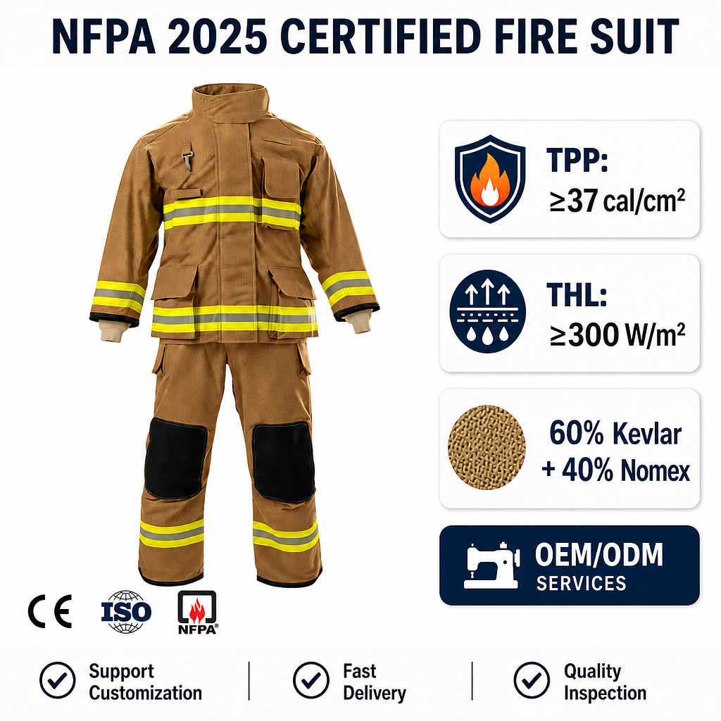 Heavy Duty Structural Bunker Gear NFPA 2025 | High Strength Aramid Fire Gear | 900 psi Burst Strength Firefighting Suit (ex vat)